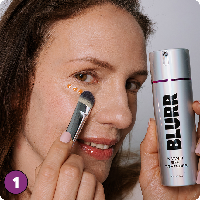 Eye Tightener: Half a pump (rice-grain). Brush a thin layer under eyes. Don’t move while it sets.